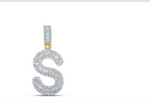 10k diamond initials with Baguettes A-Z initials