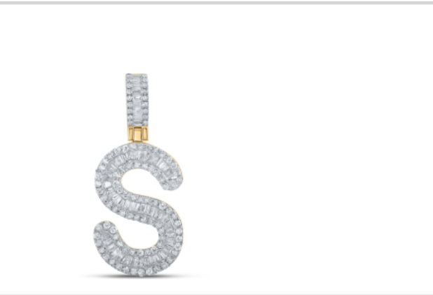 10k diamond initials with Baguettes A-Z initials