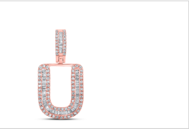 10k diamond initials with Baguettes A-Z initials