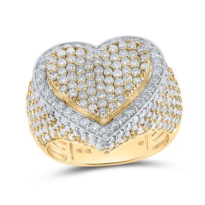 10K YELLOW GOLD ROUND DIAMOND HEART RING 3 CTTW TWO TONE YELLOW/WHIITE