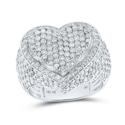 10K WHITE GOLD ROUND DIAMOND HEART RING 3 CTTW ALL WHIITE