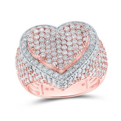 10K ROSE GOLD ROUND DIAMOND HEART RING 3 CTTW TWO TONE ROSE/WHIITE