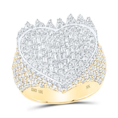 10K YELLOW GOLD BAGUETTE DIAMOND HEART RING